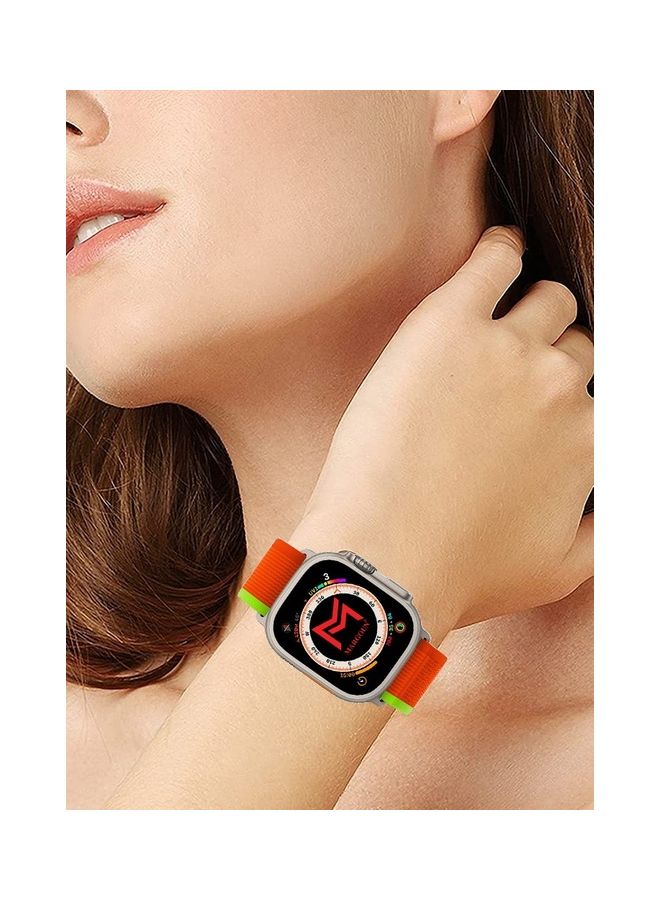 MARGOUN - Apple Watch Trail Band 49mm 45mm 44mm 42mm Nylon Woven Sport Strap For IWatch Series Ultra/8/7/SE/6/5/4/3/2/9 Orange/Green - Image 1