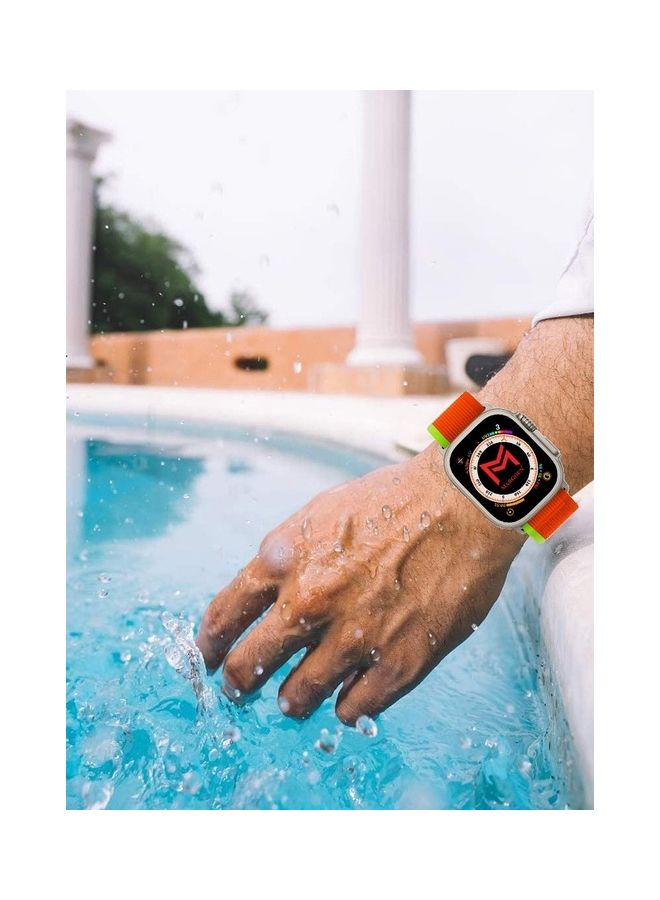 MARGOUN - Apple Watch Trail Band 49mm 45mm 44mm 42mm Nylon Woven Sport Strap For IWatch Series Ultra/8/7/SE/6/5/4/3/2/9 Orange/Green - Image 1