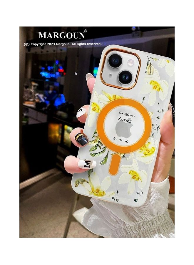 MARGOUN - Case For Apple iPhone 13 Romantique Floral Design Fashion Flower Compatible With MagSafe And Wireless Charging Cover Yellow - Image 1