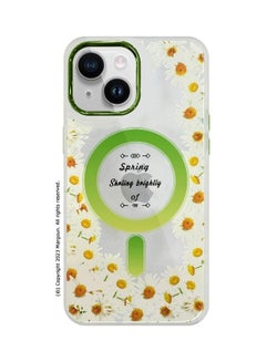 Case For Apple iPhone 14 Romantique Floral Design Fashion Flower Compatible With MagSafe And Wireless Charging Cover Green