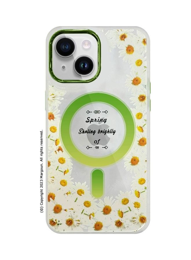 MARGOUN - Case For Apple iPhone 14 Romantique Floral Design Fashion Flower Compatible With MagSafe And Wireless Charging Cover Green - Image 1
