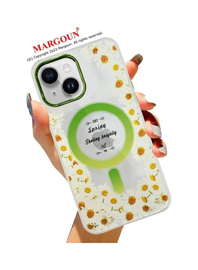 MARGOUN - Case For Apple iPhone 14 Romantique Floral Design Fashion Flower Compatible With MagSafe And Wireless Charging Cover Green - Image 1