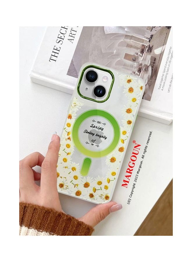 MARGOUN - Case For Apple iPhone 14 Romantique Floral Design Fashion Flower Compatible With MagSafe And Wireless Charging Cover Green - Image 1