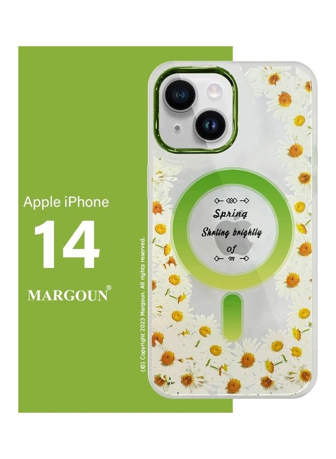 MARGOUN - Case For Apple iPhone 14 Romantique Floral Design Fashion Flower Compatible With MagSafe And Wireless Charging Cover Green - Image 1
