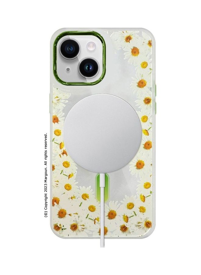MARGOUN - Case For Apple iPhone 14 Romantique Floral Design Fashion Flower Compatible With MagSafe And Wireless Charging Cover Green - Image 1