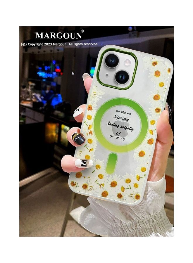 MARGOUN - Case For Apple iPhone 14 Romantique Floral Design Fashion Flower Compatible With MagSafe And Wireless Charging Cover Green - Image 1
