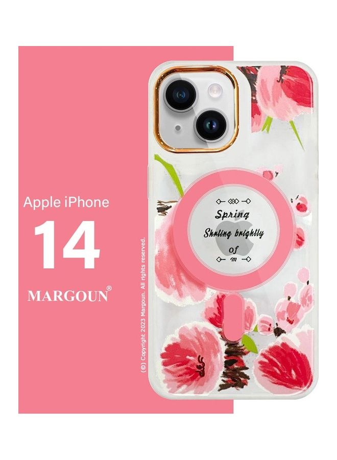MARGOUN - Case For Apple iPhone 14 Romantique Floral Design Fashion Flower Compatible With MagSafe And Wireless Charging Cover Pink - Image 1