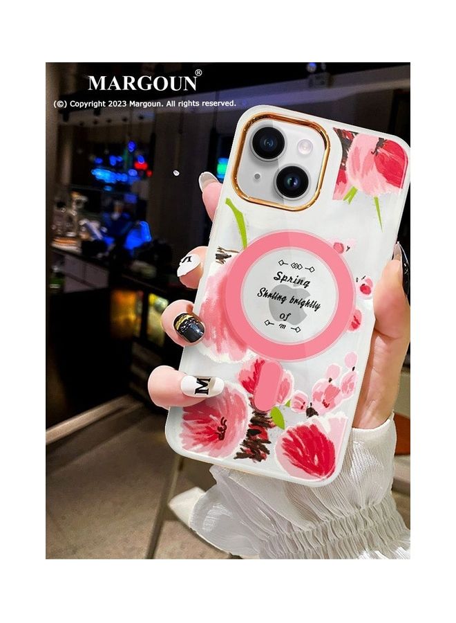 MARGOUN - Case For Apple iPhone 14 Romantique Floral Design Fashion Flower Compatible With MagSafe And Wireless Charging Cover Pink - Image 1
