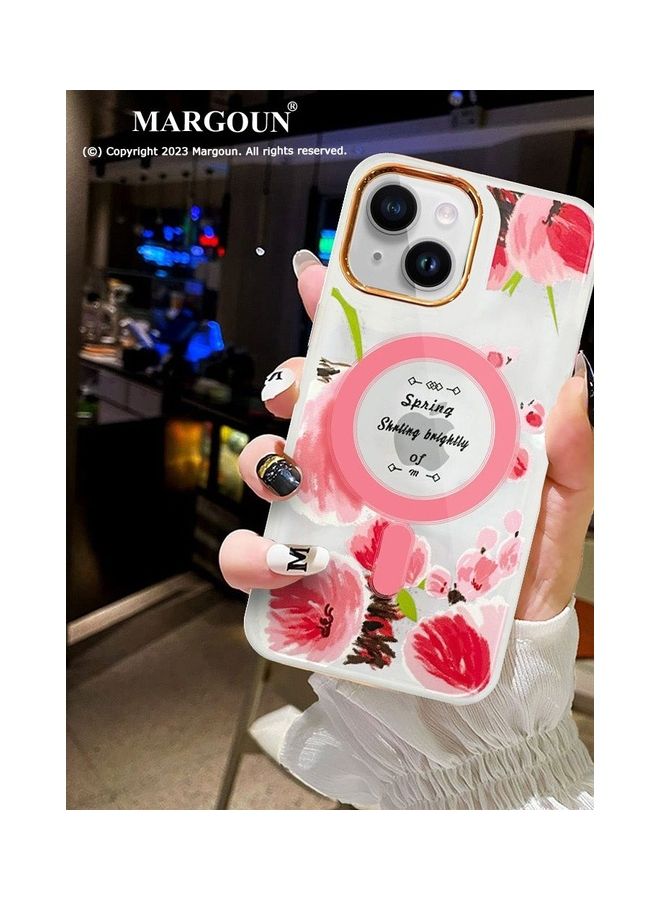 MARGOUN - Case For Apple iPhone 13 Romantique Floral Design Fashion Flower Compatible With MagSafe And Wireless Charging Cover Pink - Image 1