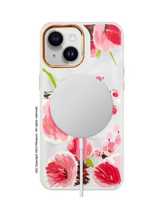 MARGOUN - Case For Apple iPhone 13 Romantique Floral Design Fashion Flower Compatible With MagSafe And Wireless Charging Cover Pink - Image 1