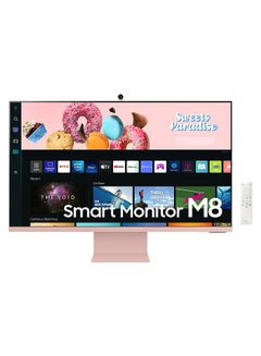 32 inch M8 4K UHD Flat Monitor, With Smart TV Experience and Camera, Max 60Hz Refresh Rate, 4ms Gtg Response Time, 16:9 Aspect Ratio, HDR10, IoT Hub, USB-C, Micro HDMI, LS32BM80PUMXU Daylight Sunset Pink