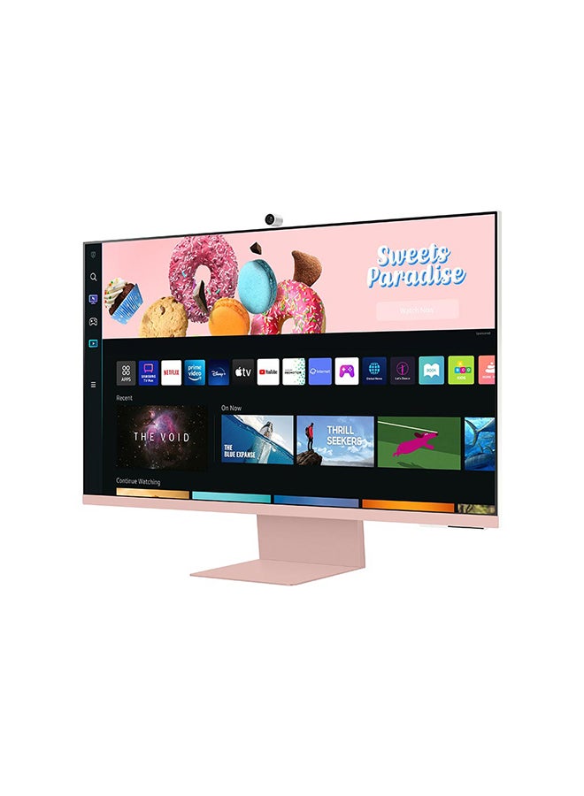 Samsung - 32 inch M8 4K UHD Flat Monitor, With Smart TV Experience and Camera, Max 60Hz Refresh Rate, 4ms Gtg Response Time, 16:9 Aspect Ratio, HDR10, IoT Hub, USB-C, Micro HDMI, LS32BM80PUMXU Daylight Sunset Pink - Image 1