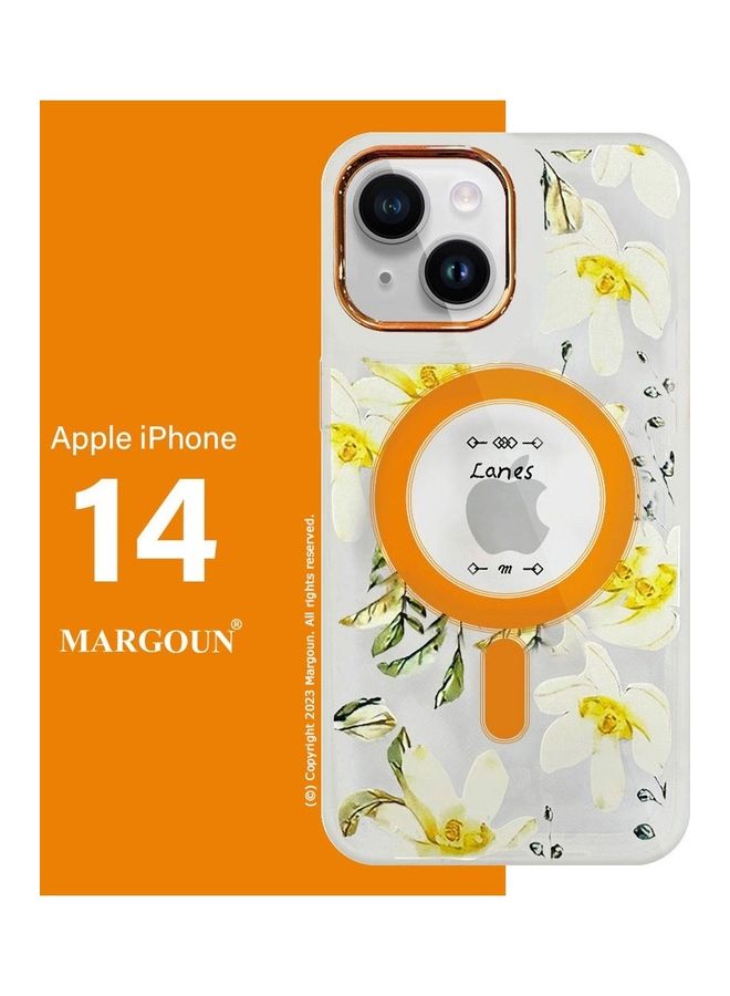 MARGOUN - Case For Apple iPhone 14 Romantique Floral Design Fashion Flower Compatible With MagSafe And Wireless Charging Cover Yellow - Image 1