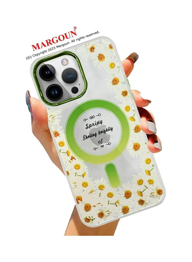 MARGOUN - Case For Apple iPhone 13 Pro Max Romantique Floral Design Fashion Flower Compatible With MagSafe And Wireless Charging Cover Green - Image 1