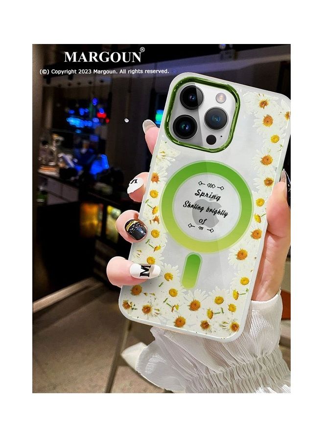 MARGOUN - Case For Apple iPhone 13 Pro Max Romantique Floral Design Fashion Flower Compatible With MagSafe And Wireless Charging Cover Green - Image 1