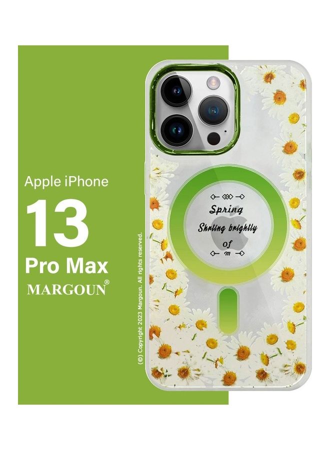 MARGOUN - Case For Apple iPhone 13 Pro Max Romantique Floral Design Fashion Flower Compatible With MagSafe And Wireless Charging Cover Green - Image 1
