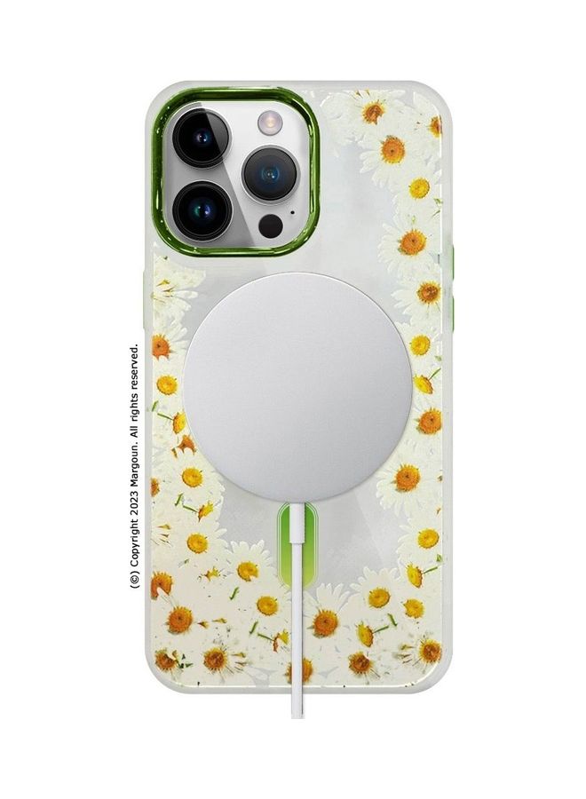MARGOUN - Case For Apple iPhone 13 Pro Max Romantique Floral Design Fashion Flower Compatible With MagSafe And Wireless Charging Cover Green - Image 1