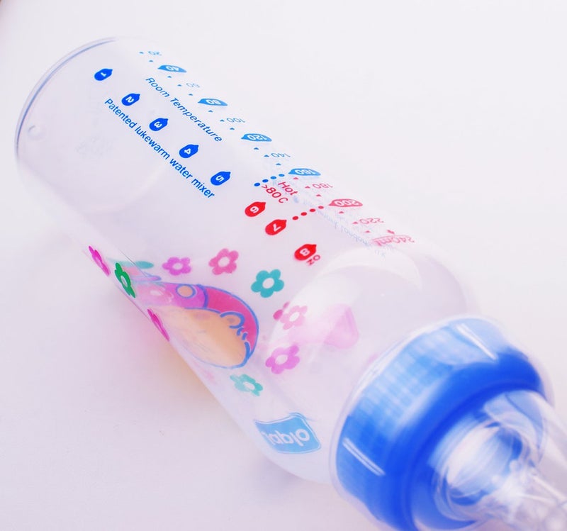 Japlo Round baby feeding Bottle with Anti-colic nipple & Lukewarm water mixer size 240 ml (card) - Assorted  - Image 3