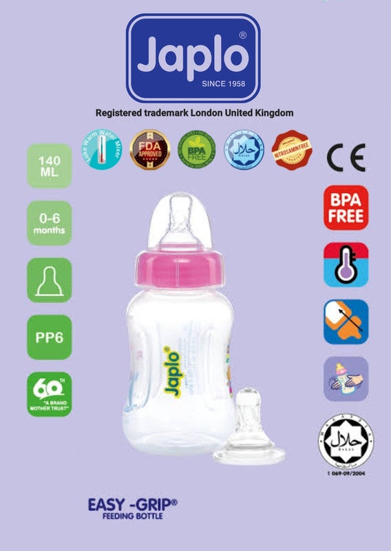 Japlo - Easy mix & grip  baby feeding Bottle with Anti-colic nipple & Lukewarm water mixer size 140 ml - Assorted - Image 1