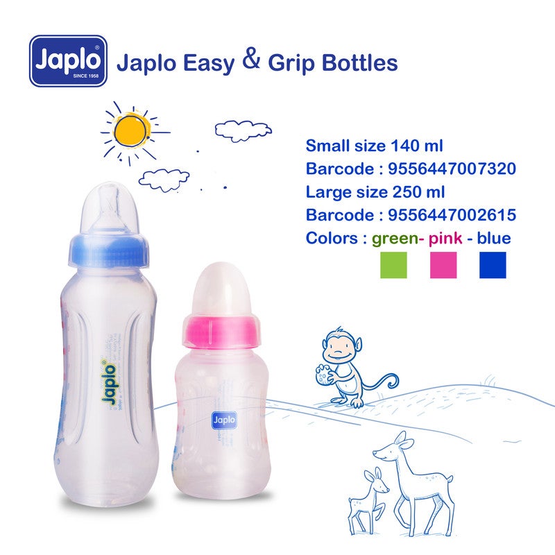 Japlo - Easy mix & grip  baby feeding Bottle with Anti-colic nipple & Lukewarm water mixer size 140 ml - Assorted - Image 1
