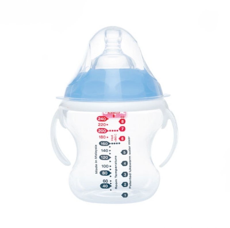 Japlo Nana Natural Feeding Bottle , for natural feeling like the sensation of breastfeeding , with Anti-colic nipple & Lukewarm water mixer 260 ml (seprate handes)  - Image 2