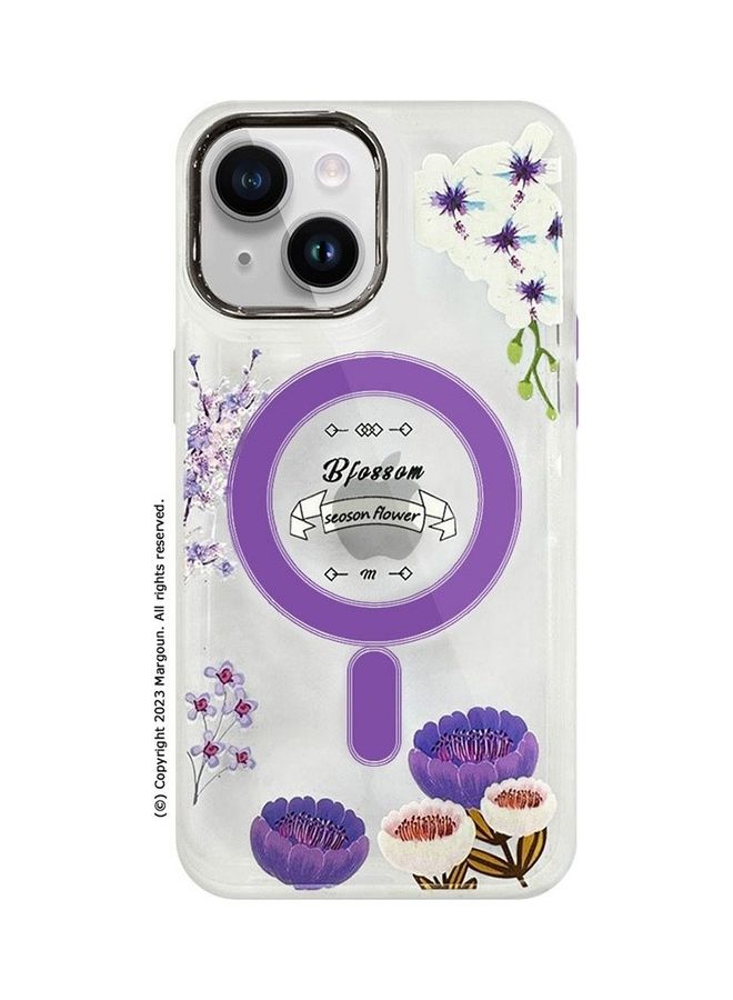 MARGOUN - Case For Apple iPhone 14 Plus Romantique Floral Design Fashion Flower Compatible With MagSafe And Wireless Charging Cover Purple - Image 1