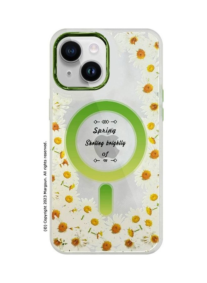 MARGOUN - Case For Apple iPhone 14 Plus Romantique Floral Design Fashion Flower Compatible With MagSafe And Wireless Charging Cover Green - Image 1