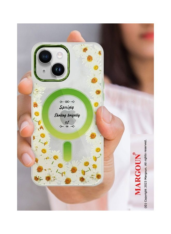 MARGOUN - Case For Apple iPhone 14 Plus Romantique Floral Design Fashion Flower Compatible With MagSafe And Wireless Charging Cover Green - Image 1