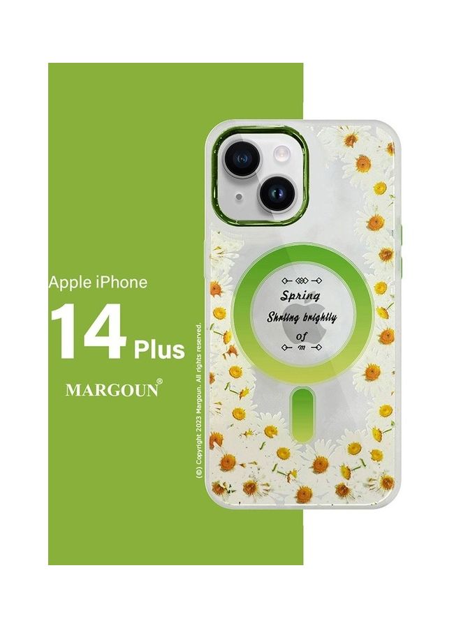 MARGOUN - Case For Apple iPhone 14 Plus Romantique Floral Design Fashion Flower Compatible With MagSafe And Wireless Charging Cover Green - Image 1