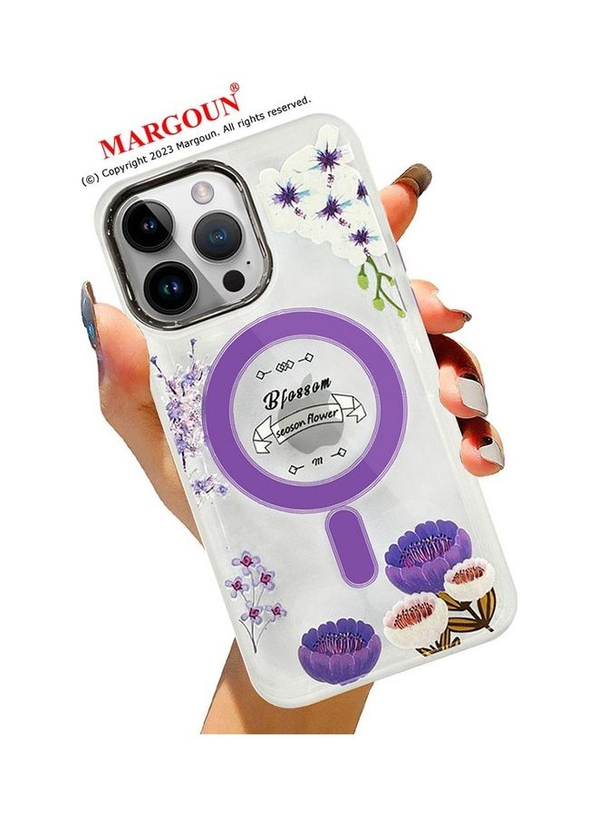 مارجون حافظة لآيفون 14 برو بتصميم زهور رومانسي متوافقة مع MagSafe والشحن اللاسلكي - Image 4