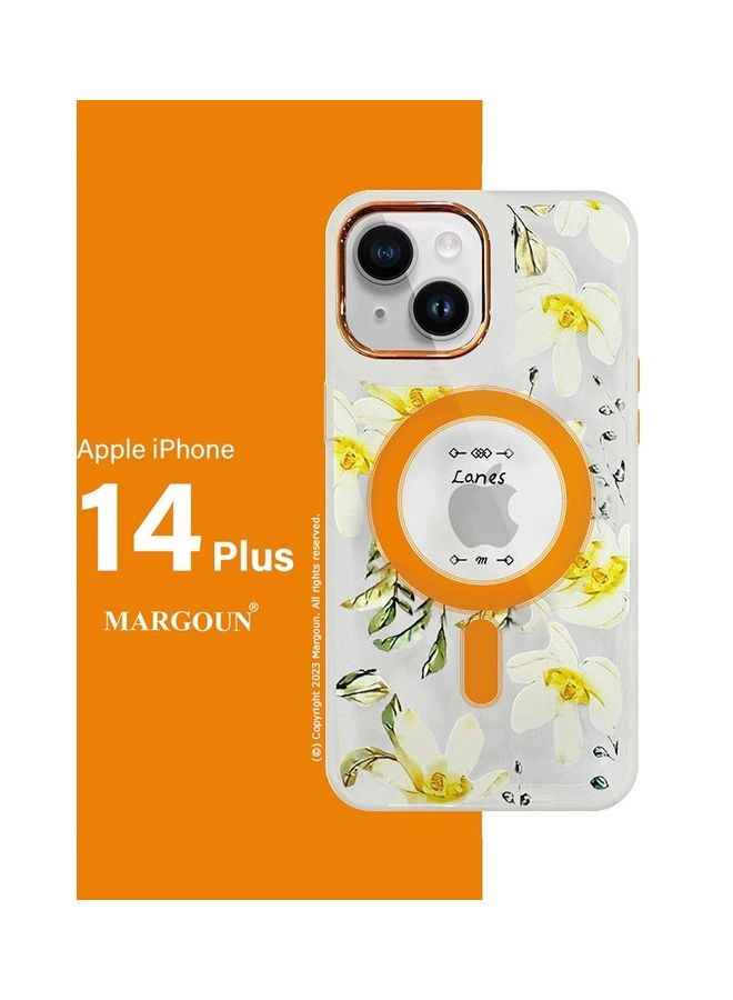 MARGOUN - Case For Apple iPhone 14 Plus Romantique Floral Design Fashion Flower Compatible With MagSafe And Wireless Charging Cover Yellow - Image 1