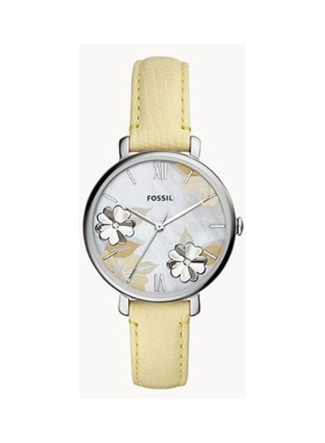 FOSSIL Women's Jacqueline Three-Hand Lemon Leather Watch - ES4812 - Fossil 