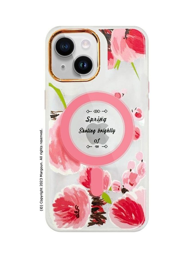 MARGOUN Case For Apple iPhone 14 Plus Romantique Floral Design Fashion Flower Compatible With MagSafe And Wireless Charging Cover Pink - Image 1