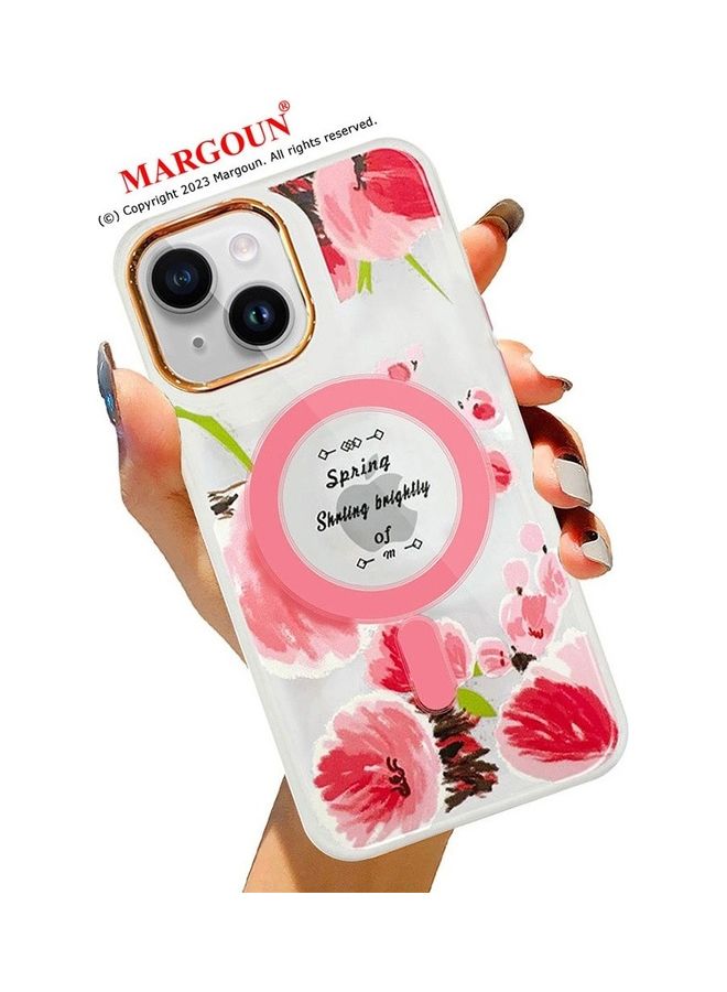 MARGOUN Case For Apple iPhone 14 Plus Romantique Floral Design Fashion Flower Compatible With MagSafe And Wireless Charging Cover Pink - Image 4