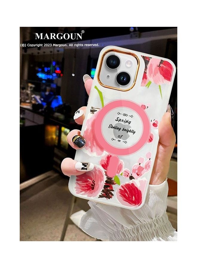 MARGOUN Case For Apple iPhone 14 Plus Romantique Floral Design Fashion Flower Compatible With MagSafe And Wireless Charging Cover Pink - Image 5