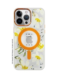 Case For Apple iPhone 14 Pro Max Romantique Floral Design Fashion Flower Compatible With MagSafe And Wireless Charging Cover Yellow