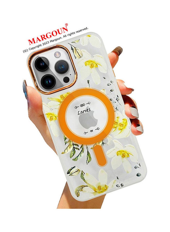 MARGOUN - Case For Apple iPhone 14 Pro Max Romantique Floral Design Fashion Flower Compatible With MagSafe And Wireless Charging Cover Yellow - Image 1