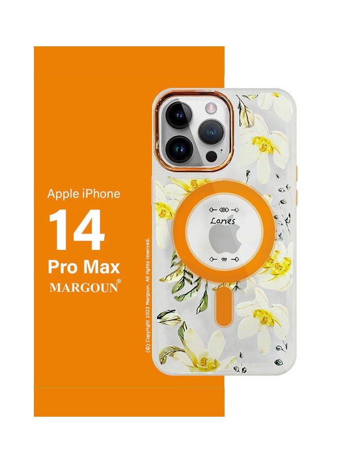 MARGOUN - Case For Apple iPhone 14 Pro Max Romantique Floral Design Fashion Flower Compatible With MagSafe And Wireless Charging Cover Yellow - Image 1
