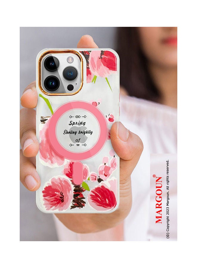 MARGOUN - Case For Apple iPhone 14 Pro Max Romantique Floral Design Fashion Flower Compatible With MagSafe And Wireless Charging Cover Pink - Image 1