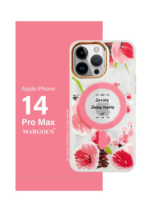 MARGOUN - Case For Apple iPhone 14 Pro Max Romantique Floral Design Fashion Flower Compatible With MagSafe And Wireless Charging Cover Pink - Image 1
