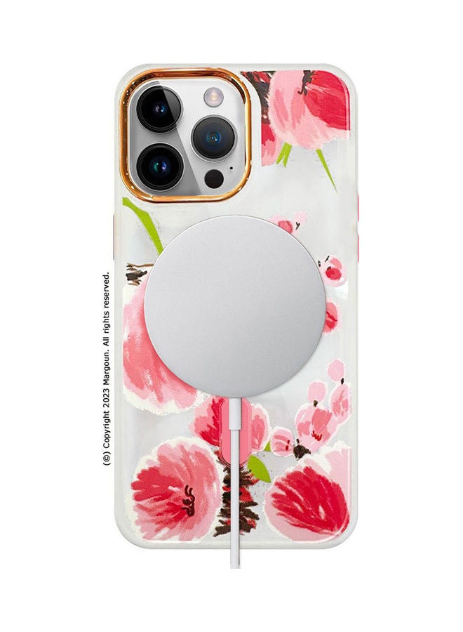 MARGOUN - Case For Apple iPhone 14 Pro Max Romantique Floral Design Fashion Flower Compatible With MagSafe And Wireless Charging Cover Pink - Image 1