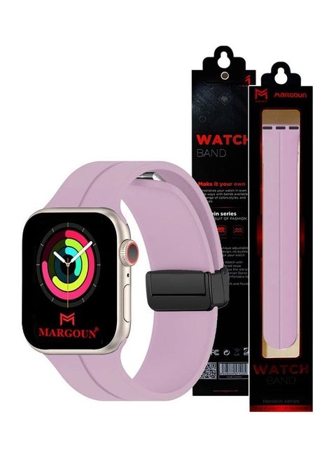 Apple Watch Band 42mm 44mm 45mm 49mm Magnetic Band D-Buckle Silicone Sport Strap Replacement Wrist Band Purple