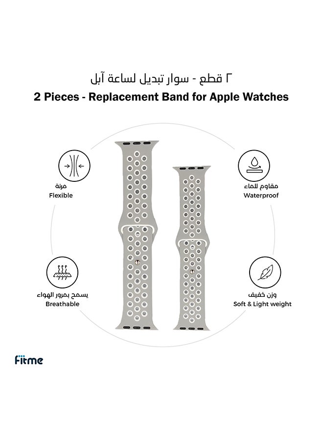 FITME - 2-Piece Sport Silicone Band For  Apple Watch 38/40/41mm Small/Large Silver/white - Image 1