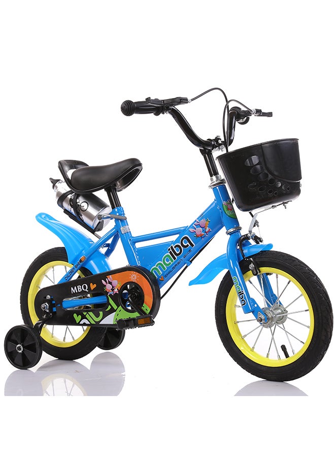 MAIBQ - Children's Bike With Training Wheels Water Bottle And Front Basket 14inch - Image 1
