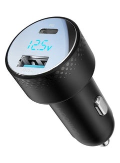 Adapter 53W Super Fast Charging Type C Usb Car Charger Qc3.0 Led Voltage Display For Iphone 14 13 12 Pro Max Samsung Galaxy S22 S21 Ipad Pro Black