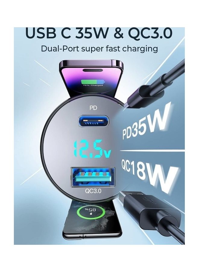JOYROOM - Adapter 53W Super Fast Charging Type C Usb Car Charger Qc3.0 Led Voltage Display For Iphone 14 13 12 Pro Max Samsung Galaxy S22 S21 Ipad Pro Black - Image 1