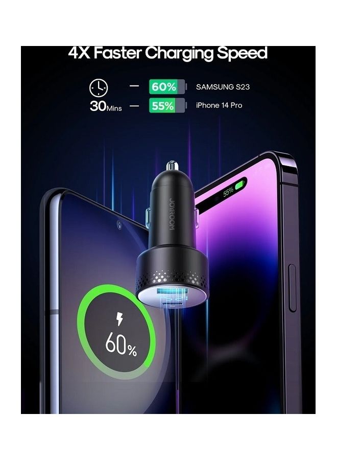 JOYROOM - Adapter 53W Super Fast Charging Type C Usb Car Charger Qc3.0 Led Voltage Display For Iphone 14 13 12 Pro Max Samsung Galaxy S22 S21 Ipad Pro Black - Image 1