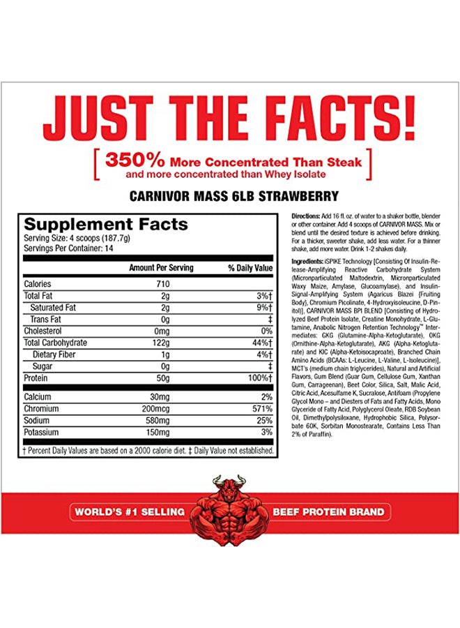 MUSCLEMEDS Carnivor Mass Gainer Beef Protein, Strawberry - 5.79 lbs  - Image 2