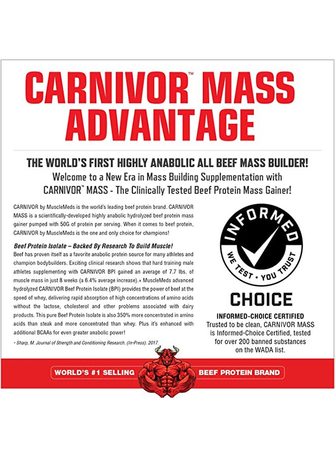 MUSCLEMEDS Carnivor Mass Gainer Beef Protein, Strawberry - 5.79 lbs  - Image 4