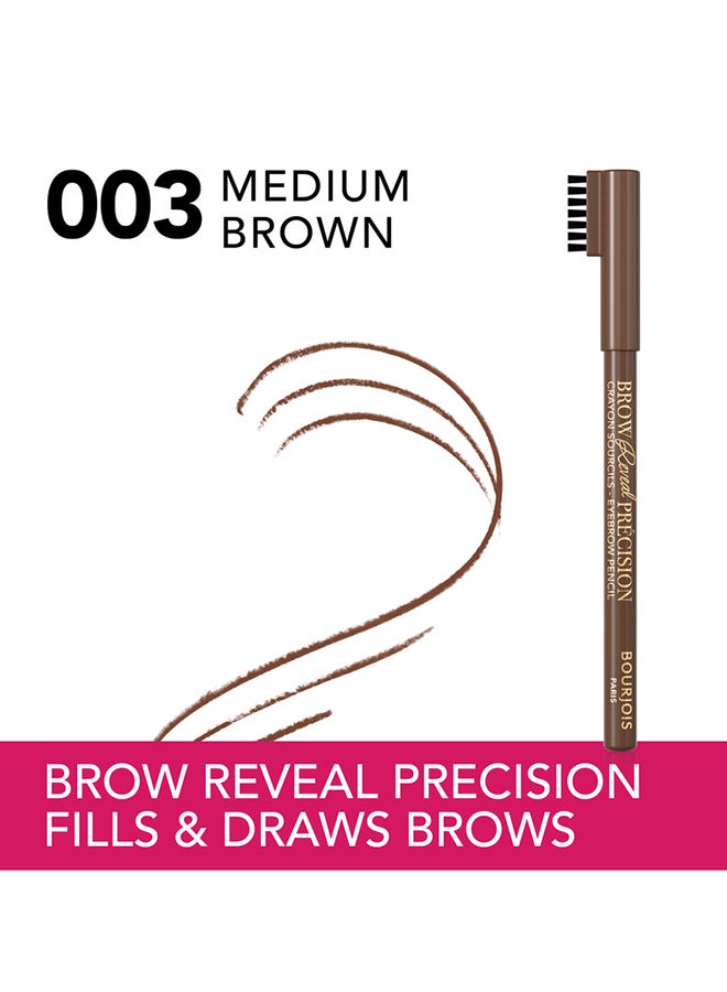 BOURJOIS PARIS Brow Reveal Précision Eyebrow Pencil 003 Medium Brown  - Image 3